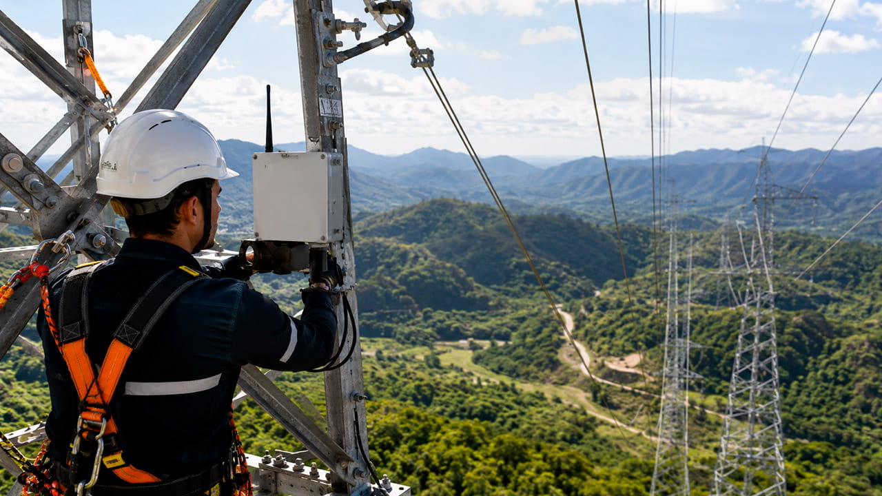 Monitoramento de torres de transmissão para identificação de riscos estruturais e suporte à manutenção preditiva em linhas de energia.