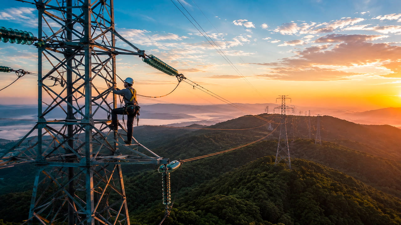 Monitoramento de torres de transmissão para identificação de riscos estruturais e suporte à manutenção preditiva em linhas de energia.